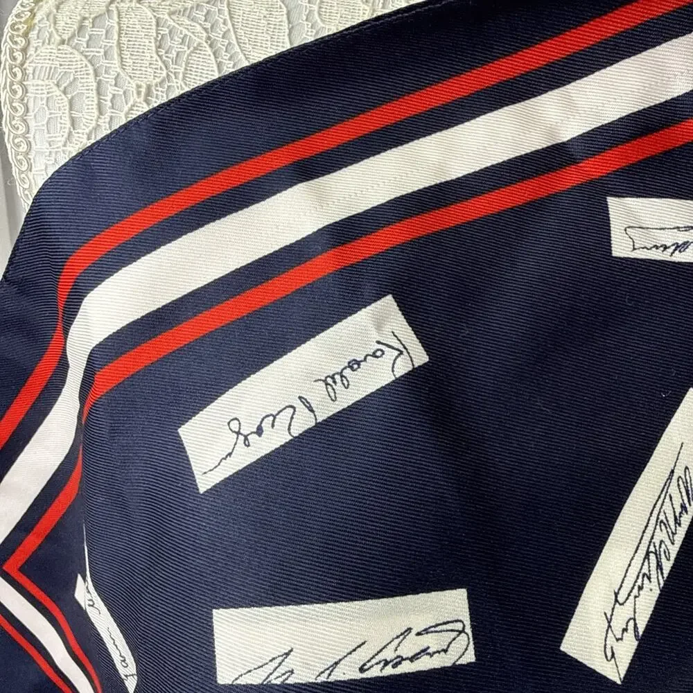 Presidents Signatures Bicentennial Patriot Scarf Red White Blue Italy 10